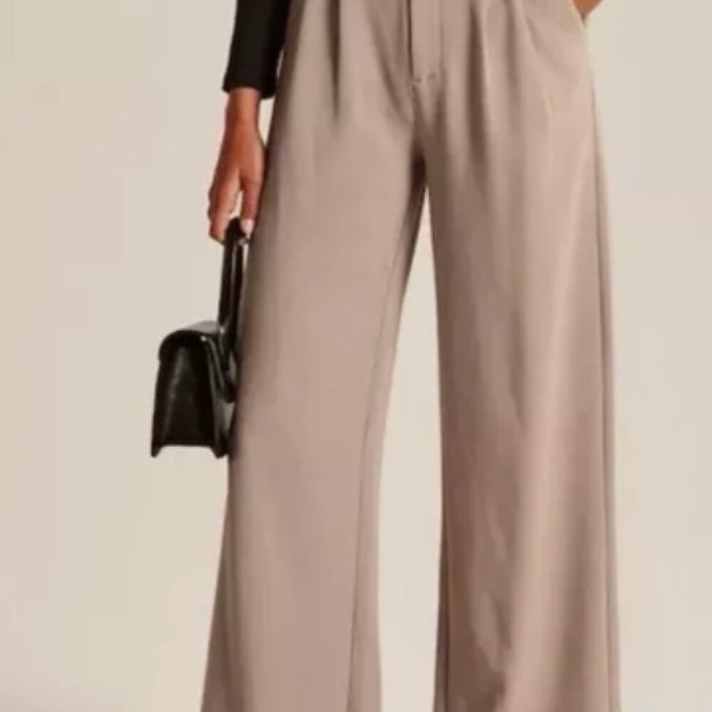 NWT Abercrombie Tan Wide Leg Trousers - Size 24 Short